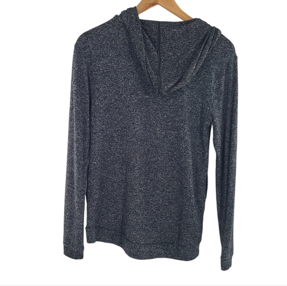 HARLOWE & GRAHAM Size XS  Dark Gray Space Dye Hoodie Rayon Knit Sweatshirt - Picture 2 of 9